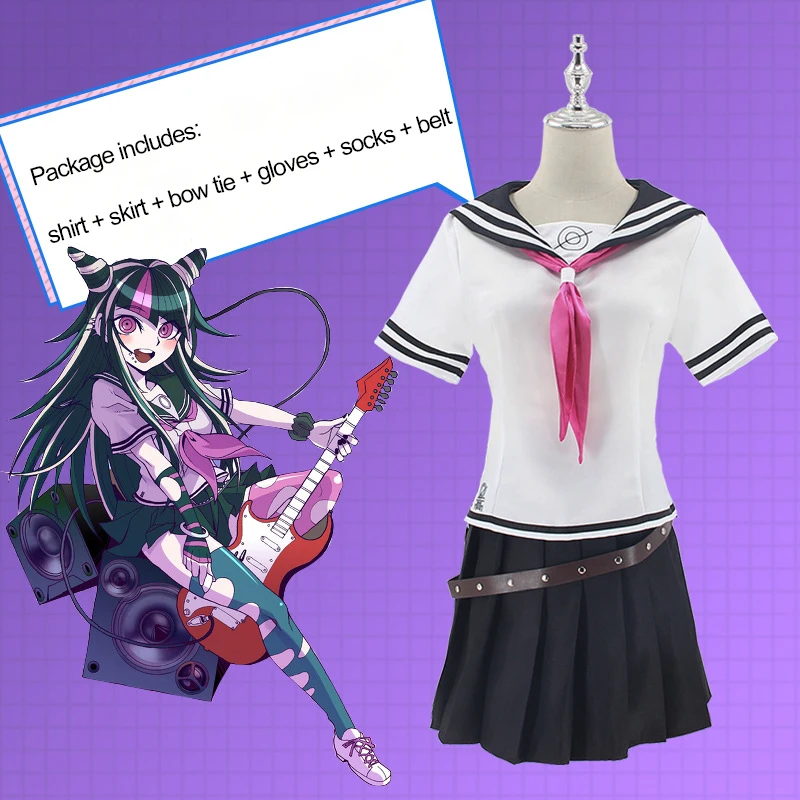 

Anime Danganronpa2: Goodbye Desperate Academy Mioda Ibuki Cosplay Costume Shirt Skirt Socks Gloves Women Carnival Party Suit