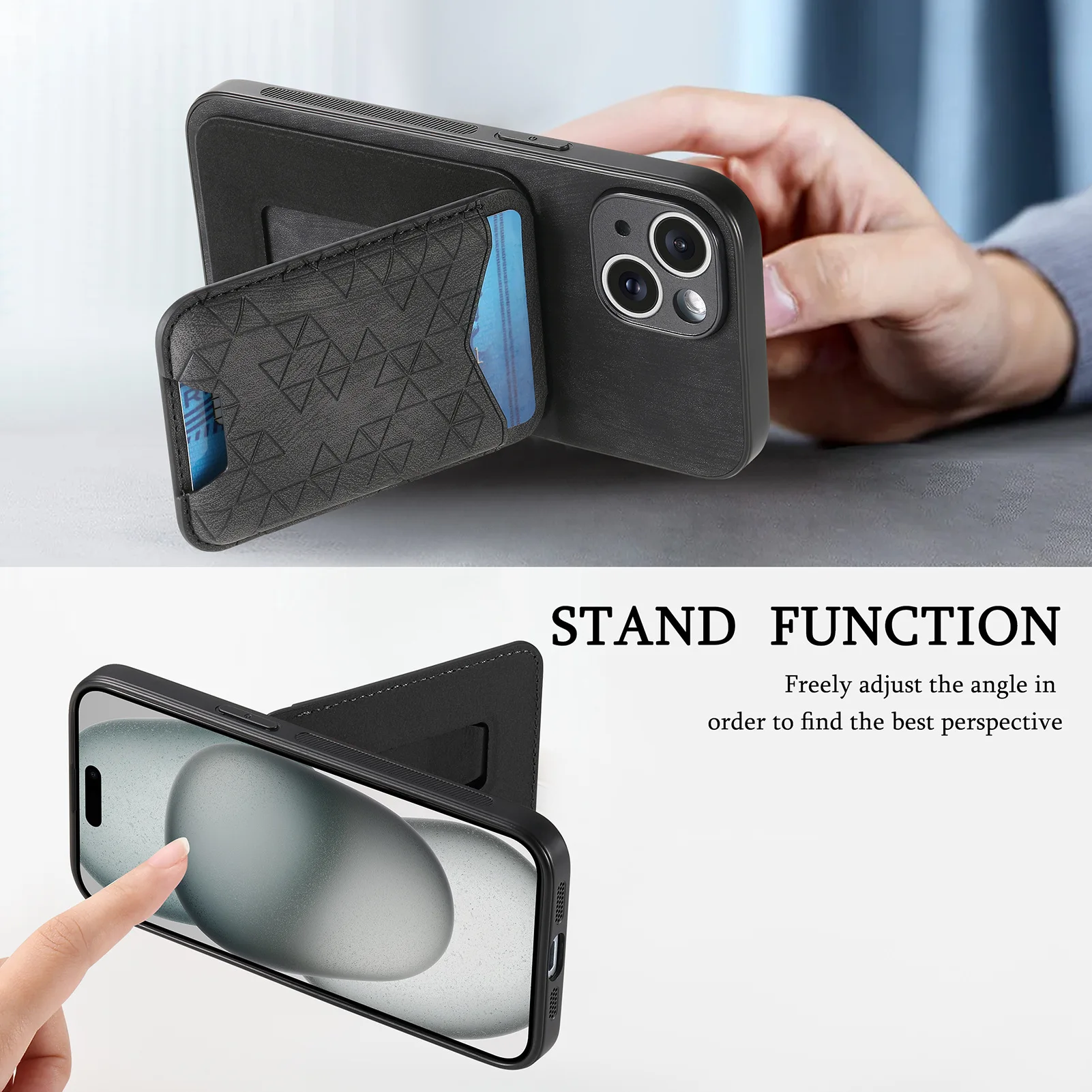 Card Bag Case For iphone 16 Pro Max 15 14 Plus 13 12 Mini 11 XS X XR 8 7 Retro Leather Kickstand Anti Drop Phone Cover Funda