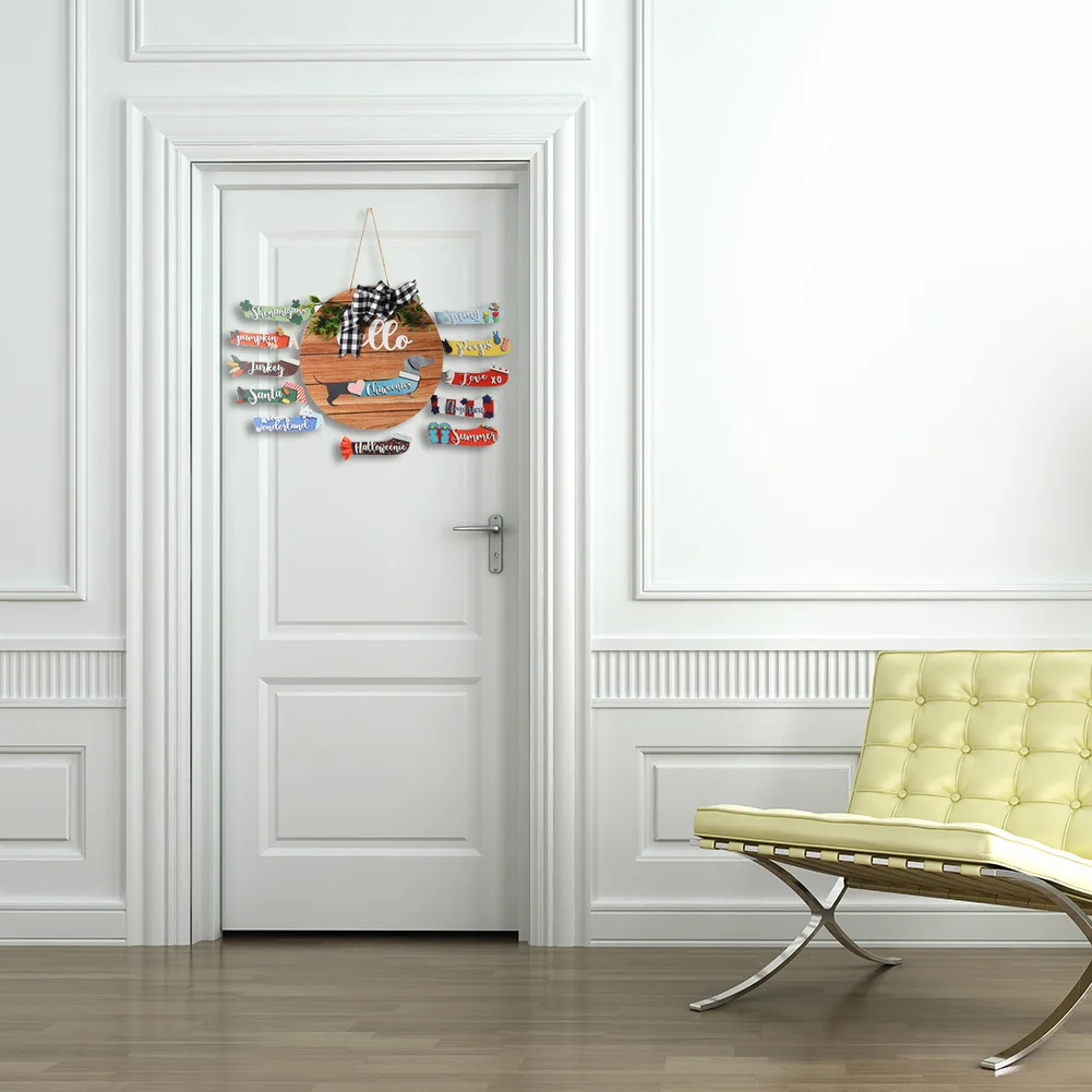 

Round Front Door Welcome Sign Interchangeable Wall Hanging Wreath Ornaments Welcome Sign Wreath Party Supplies Home Decorations