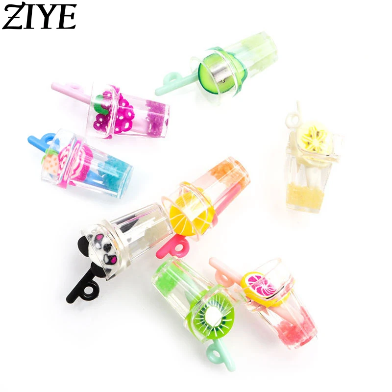

10Pcs Luminous Cute Mini Bottles Fruit Cup DIY Charms Handmade Accessories Earring Keychain Bracelets Pendant For Jewelry Making