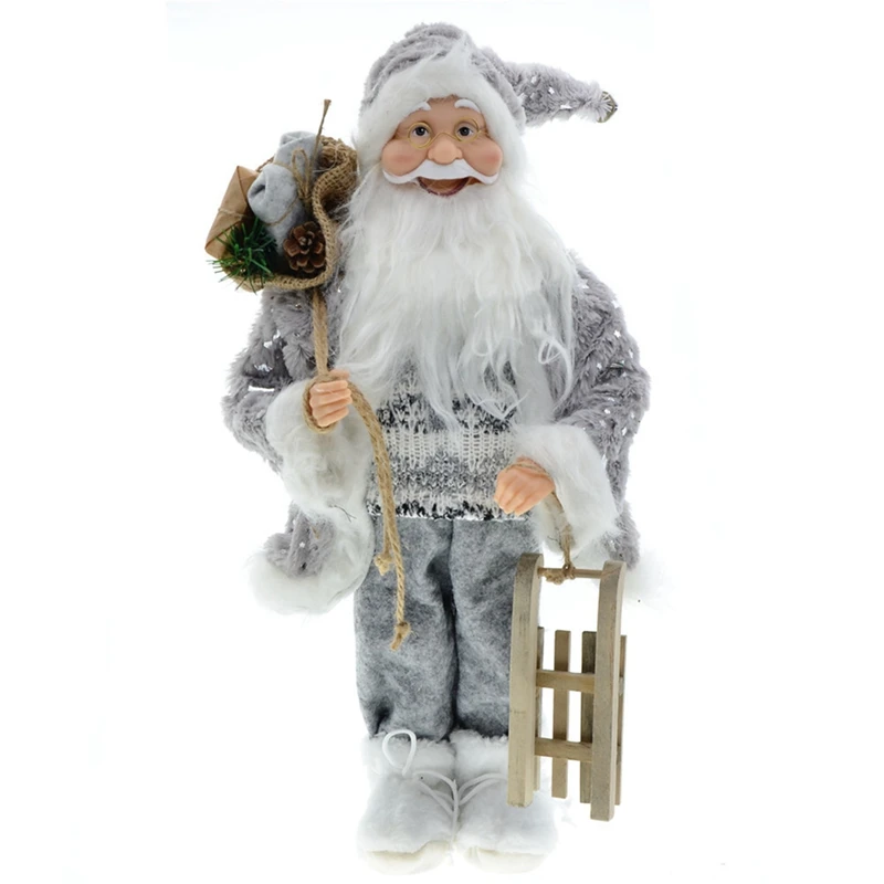 

45 CM Christmas Decoration Standing Santa Claus Doll Figurine Christmas Tree Ornament New Year Gift Toy For Kid