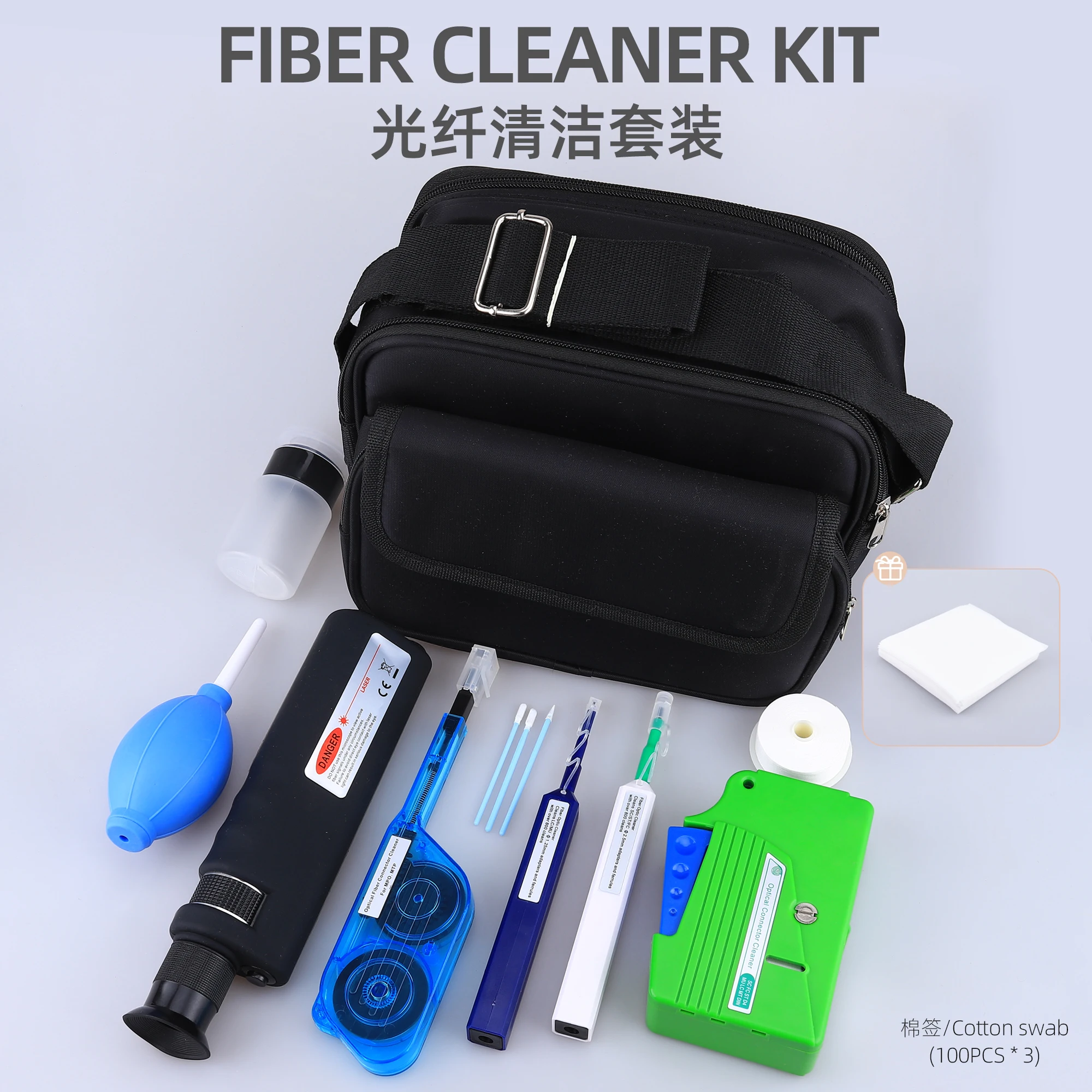 FTTH Fiber Optic Cleaning Kit Fiber Cleaner pen FC SC ST LC MPO Connectors Microscope 400 Times Fiber Cleaning Cassette enlarge