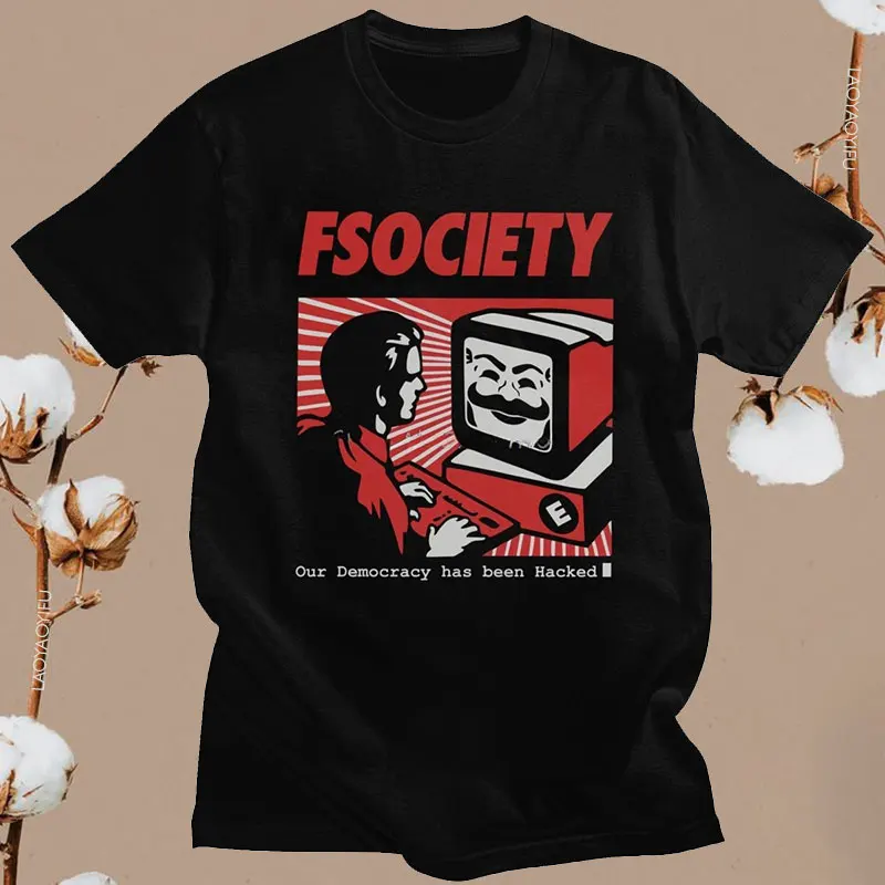 Винтажная забавная футболка Mr Robot мужская хлопковая FSociety с короткими рукавами F