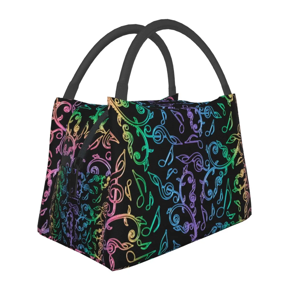 

Rainbow Music Lunch Bag Notes Casual Lunch Box Travel Portable Thermal Tote Handbags Waterproof Graphic Design Cooler Bag