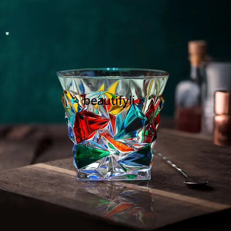 

Бокал для вина yj цветной Кристальный стеклянный Cup, бокал для виски, бокал для воды