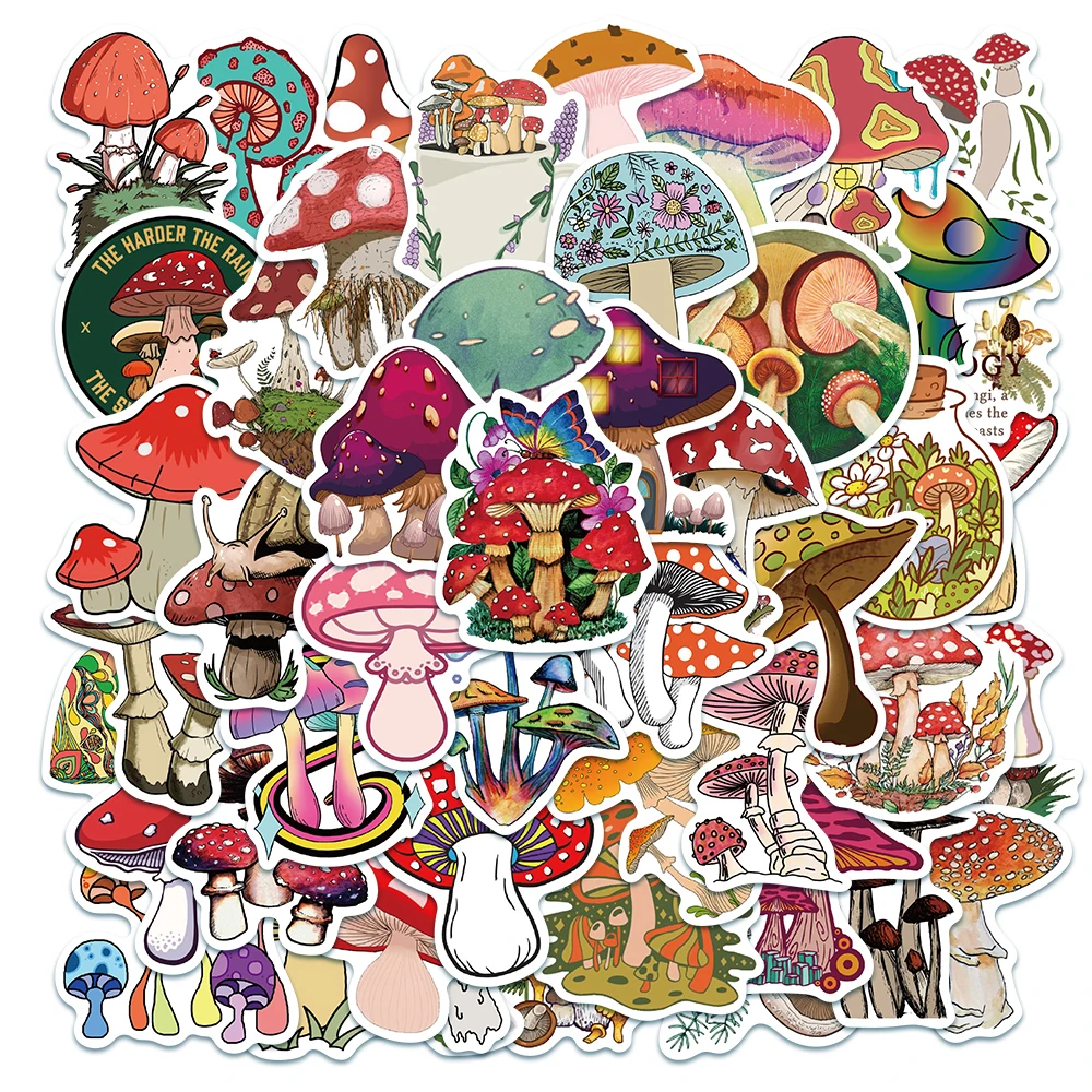 

10/50/Pcs Cartoon Mushroom Plant Gift DIY Skateboard Luggage Refrigerator Notebook Motorcycle Waterproof Stickers