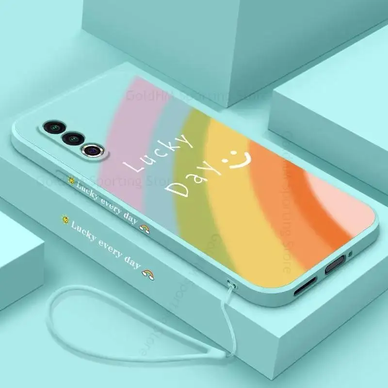 

Capa For Meizu 20 Pro 5G Rainbow Smile Soft Silicone Case For Meizu 20 Candy Color Cover with Wriststrap For Meizu 20 Pro Funda