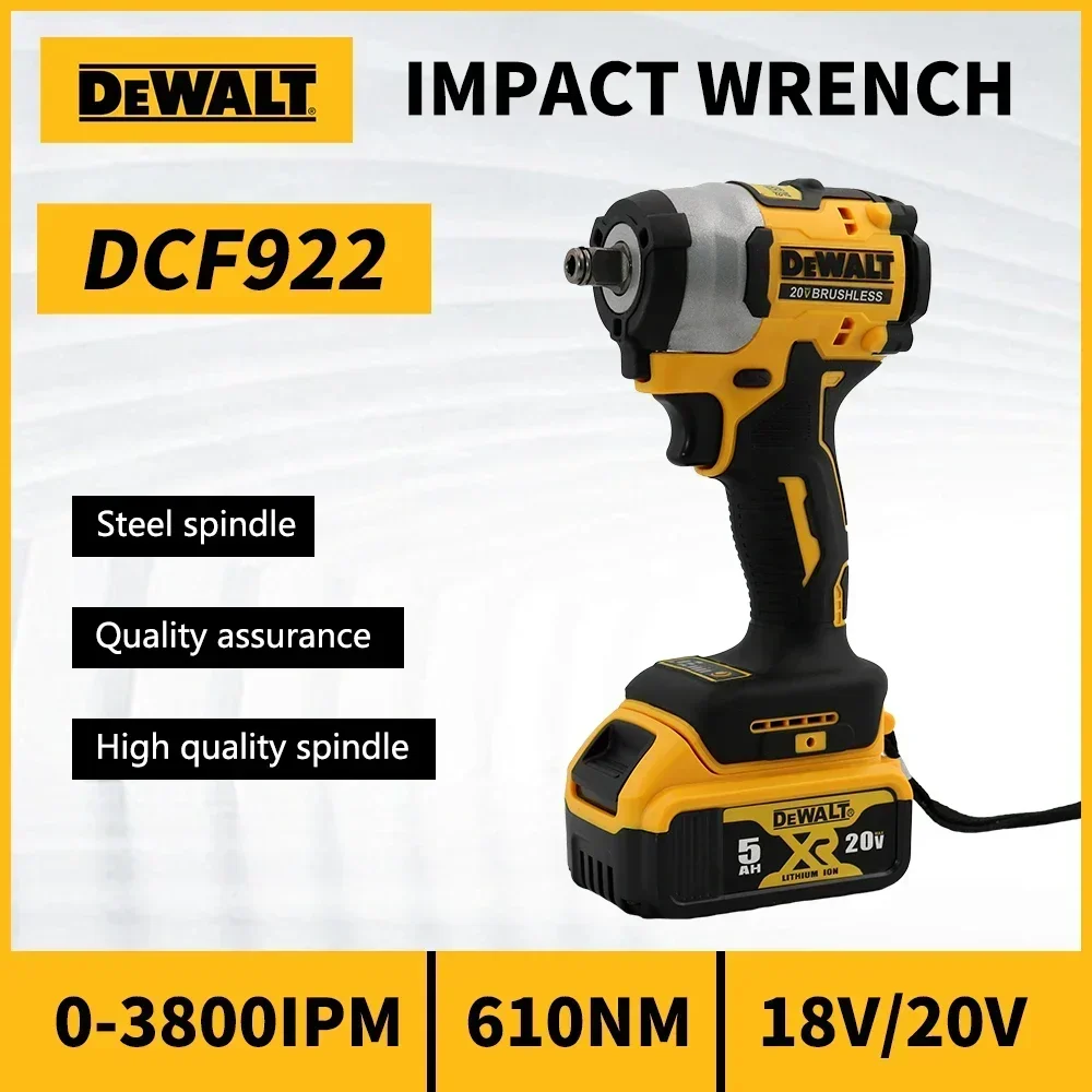Фото Dewalt DCF922 Перезаряжаемый ударный гайковерт 20 В с высоким крутящим моментом 205 Нм 2500 PRM Светодиодное освещение Плавное управление скоростью Электрические инструменты №3