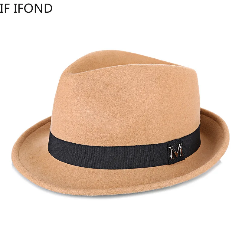 Men Winter Thick Warm Felt Fedora Hats Wool Gentleman Jazz Cap Homburg Male Classical Narrow Brim Top Hat images - 6