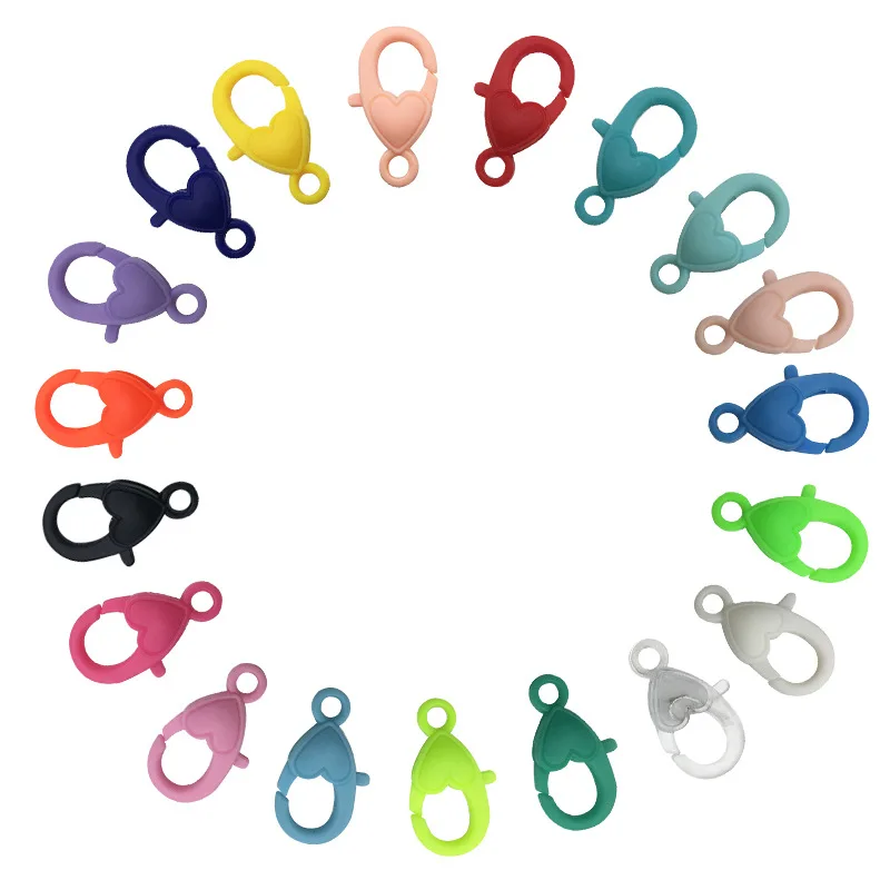 

20Pcs 22x13mm Acrylic Heart Lobster Clasp Hooks Keychain End Connectors for Jewelry Making DIY Chains Findings