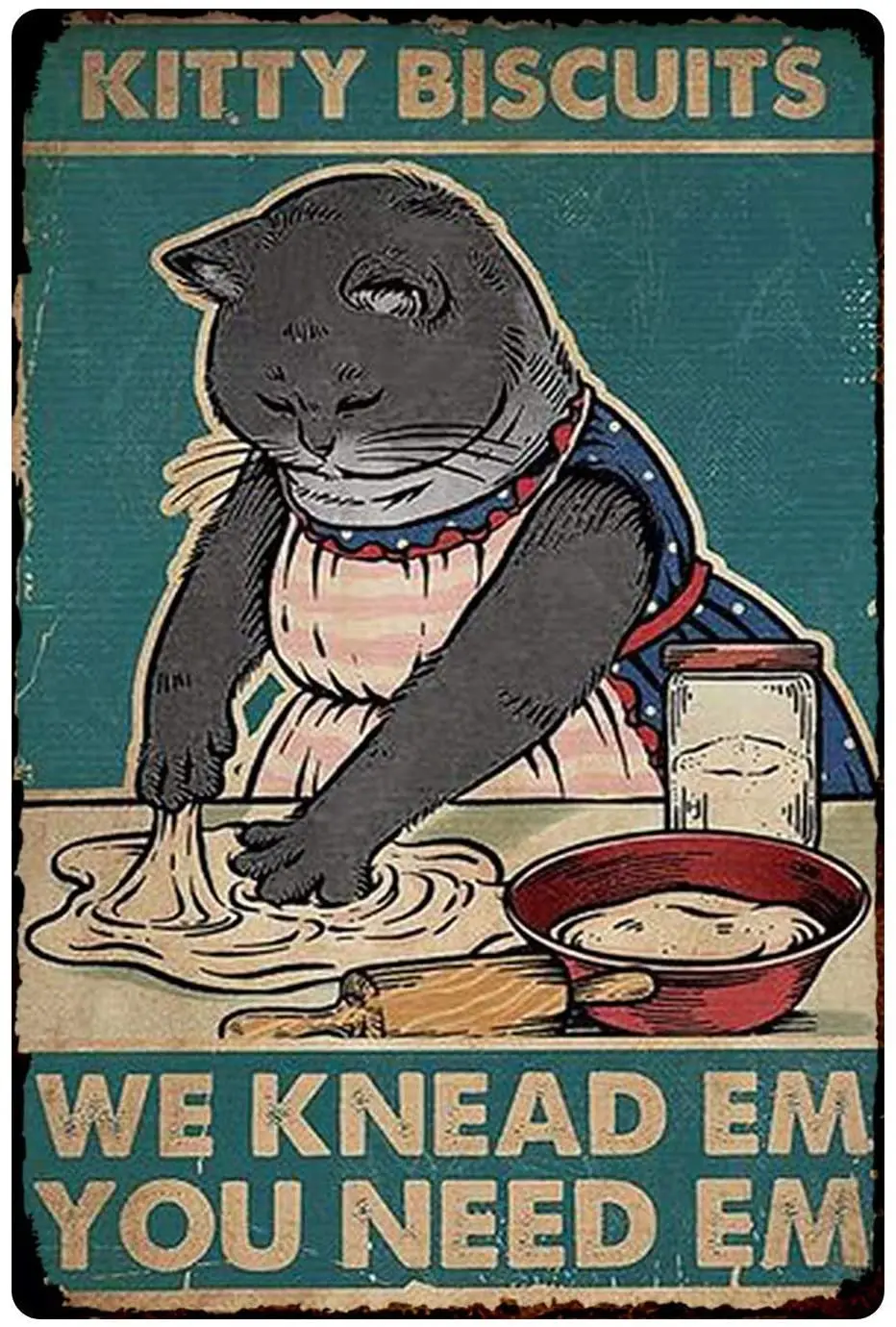 

Biscuit Tin Logo Classic We Knead Them You Need Them Poster Vintage Bar Cafe Kitchen Home Dining Room Wall Decoration 12x16 in