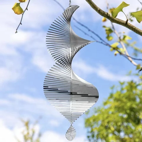 Спиннеры ветра, 3D подвесной Спиннер ветра, металлические скульптуры из нержавеющей стали, украшения, прочные скульптуры ветра Heliciform