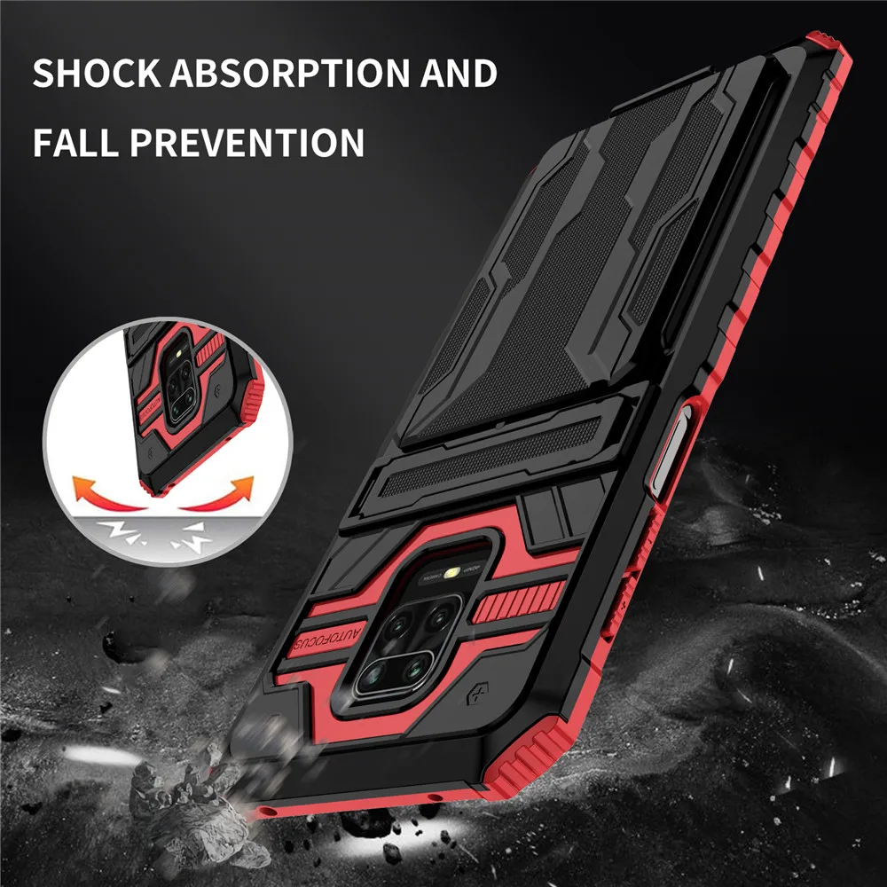 

For Redmi Note 9S Case For Xiaomi Redmi Note 9S Shockproof Armor Stand Back Cover for Redmi Note 9 Pro Max With Card Slot Cases