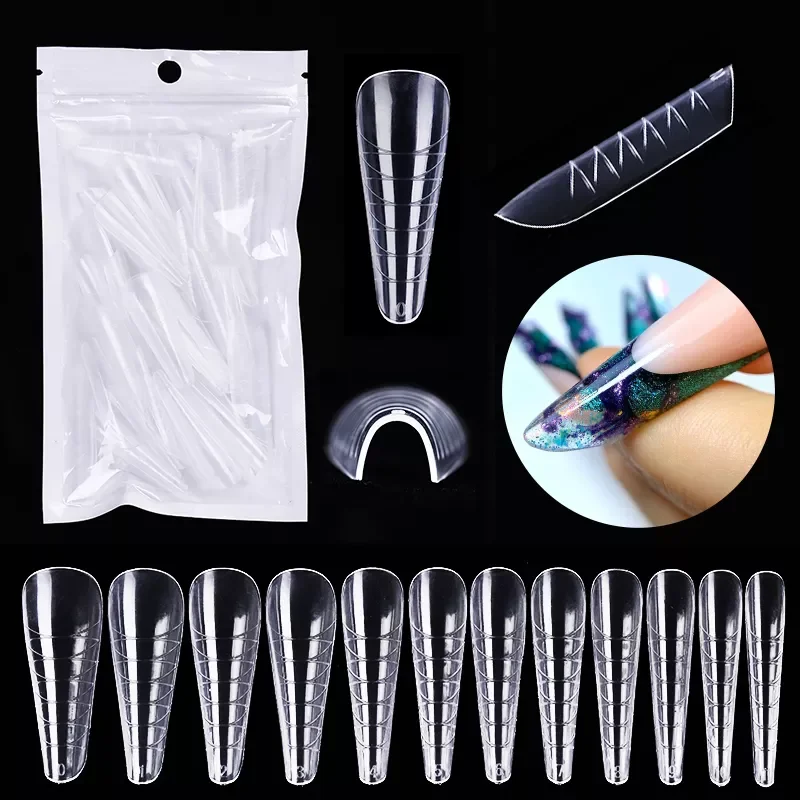 

60/100Pcs Dual Forms Tips Quick Extension Gel Mold Nail System Full Cover Tips Nail Extension Forms For Manicuring Tools Set