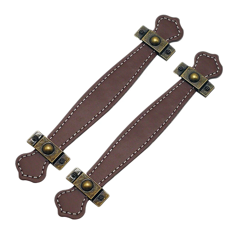 

2pcs Brown Pu Handle Pu Suitcase Handle Retro Furniture Door Handle