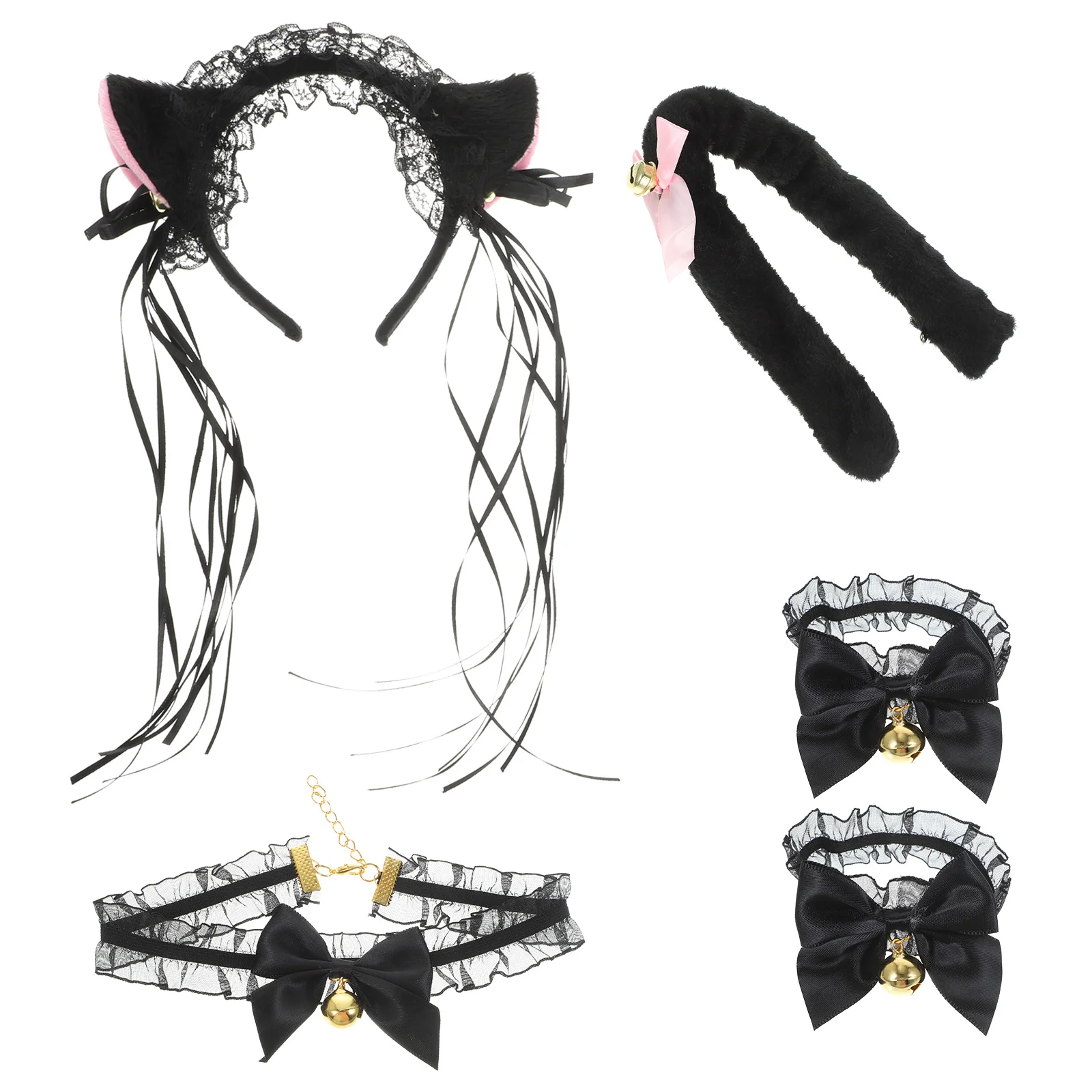 Аксессуары для косплея с кошачьими ушками и хвостом повязка на голову пушистыми