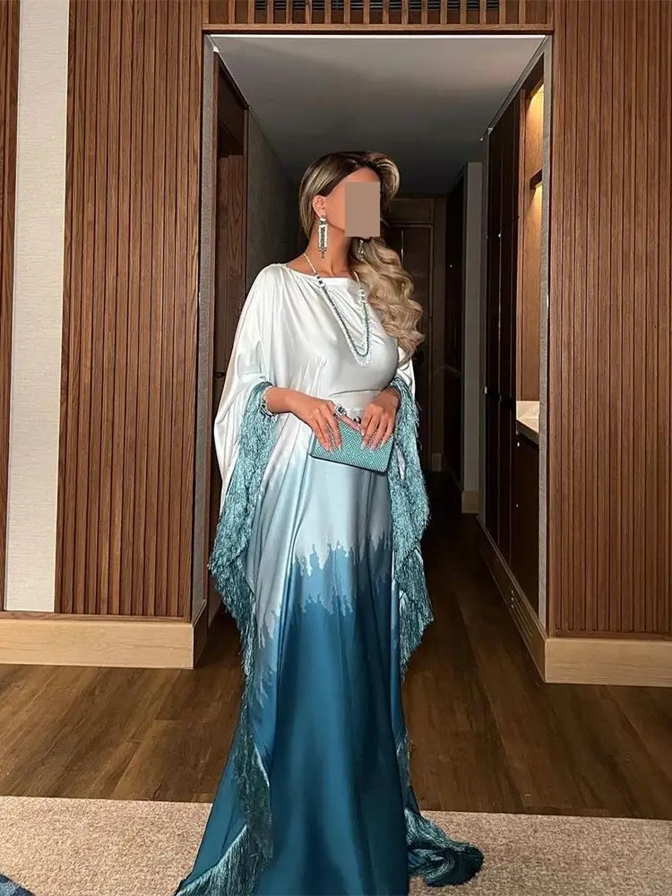 Блестящие атласные платья Eid Satin с рукавом летучая мышь роскошные мусульманские