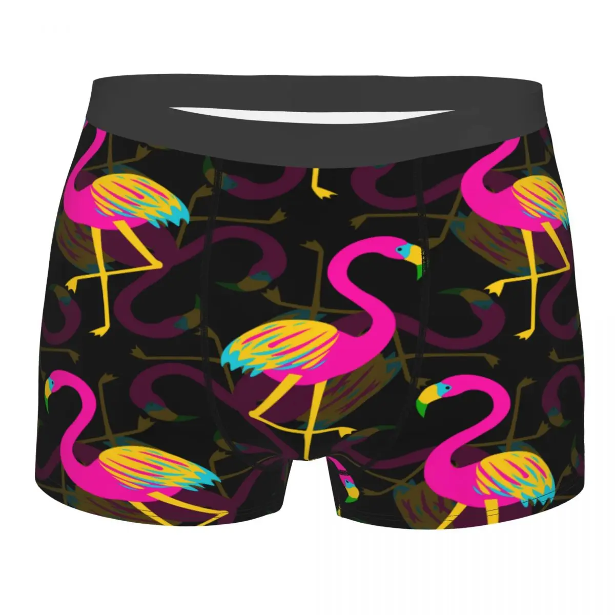 

Mens Boxer Sexy Underwear Soft Long boxershorts Vivid Tropical Exotic Hawaiian Bright Flamingo Birds Underpants Male Panties