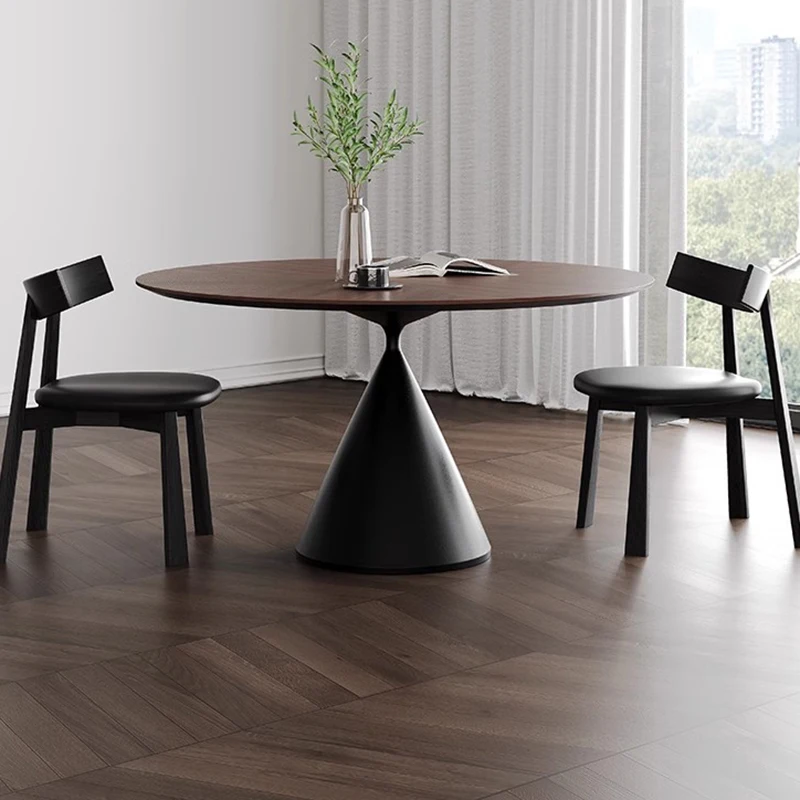 Круглый деревянный обеденный стол боковой уличный ресторан скандинавский