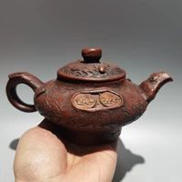 8 chinese yixing zisha pottery tiger rabbit tree root texture kettle teapot flagon red mud gather fortune office ornaments