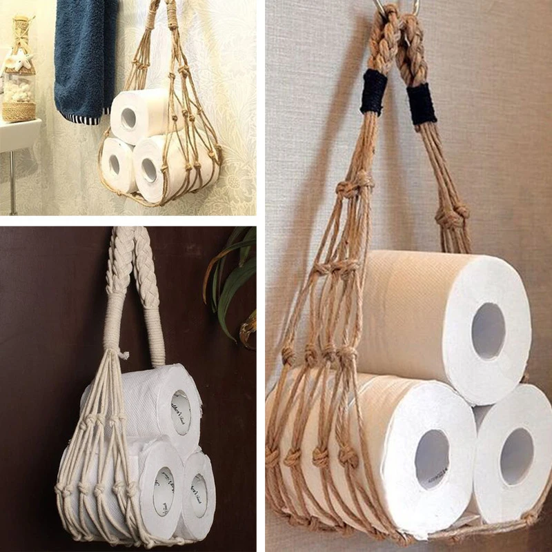 

Бытовые рулоны для хранения туалетной бумаги, плетеные вручную веревки для туалета, бумажные полотенца, салфетки, карманные держатели для туалетной бумаги