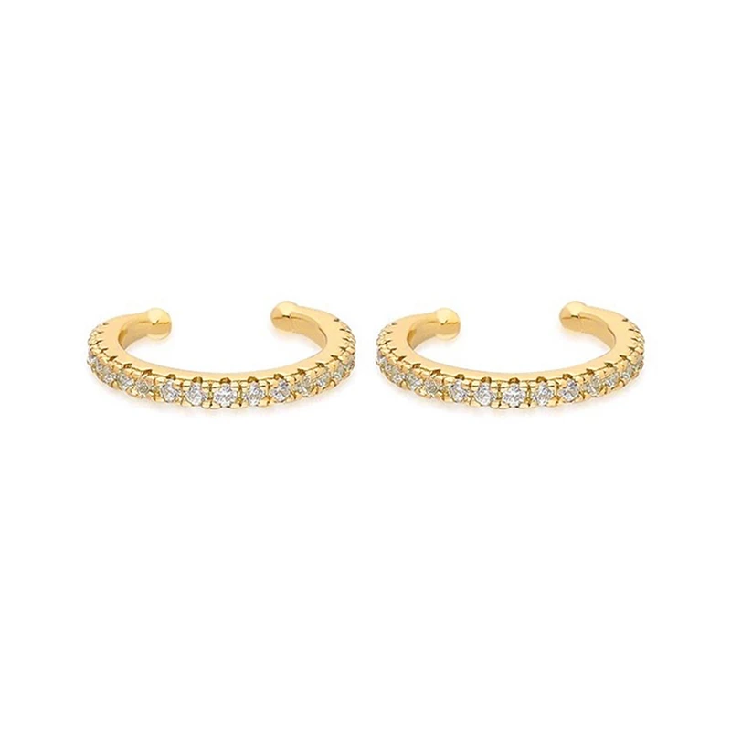 ISUEVA Позолоченные Серьги C-образной формы для женщин, однорядные цветные циркониевые серьги-клипсы для пирсинга, модные ювелирные изделия 2023