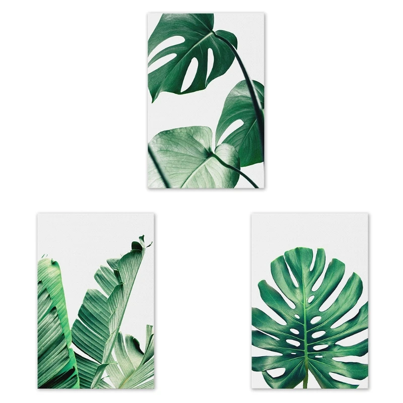 

67JE холст с зелеными листьями, картина маслом, картины для гостиной, домашний декор без рамы