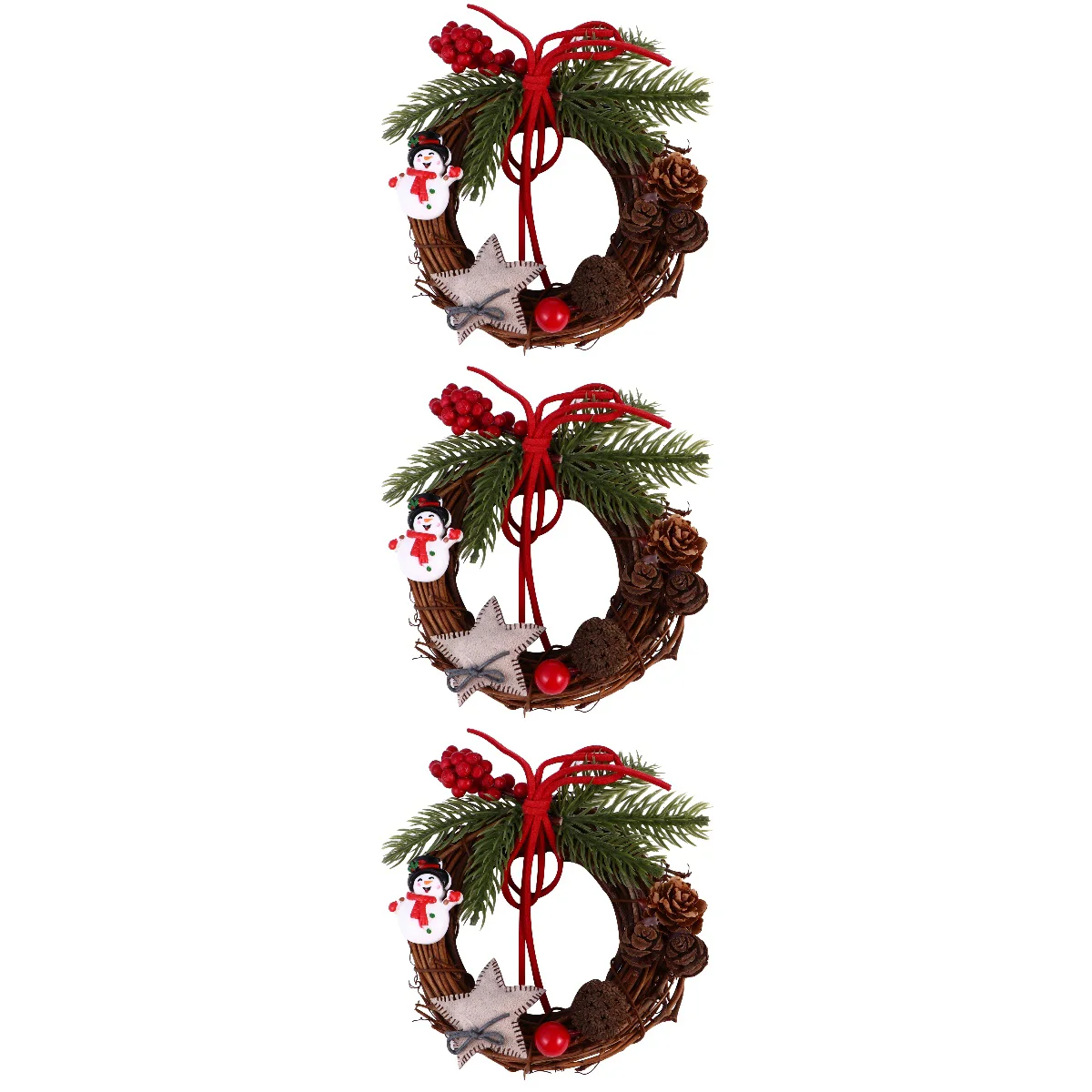 

3 pcs Mini Wreath Christmas Hanging Decor Decorative Garland (Snowman Star)