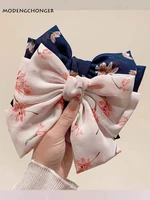 chiffon barrettes hair clips for women high quality big floral hair bow flower 3 layers ponytail clips girls hair accessories