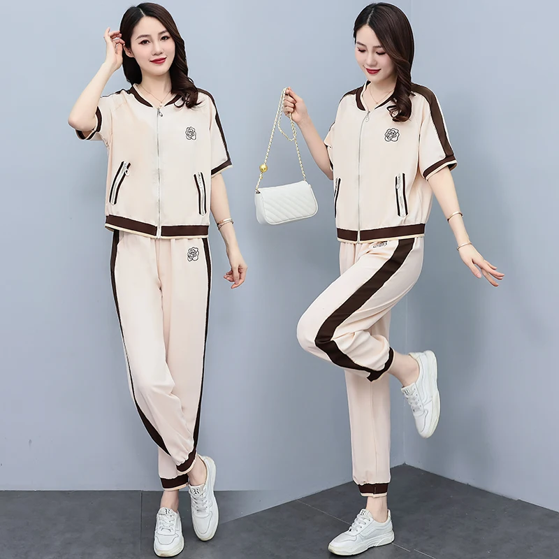 

Fashion Two Piece Set Summer Clothes For Women Dresy Damskie Casual Wide Leg Pants Print T Shirt Suits Female clothes big 3XL