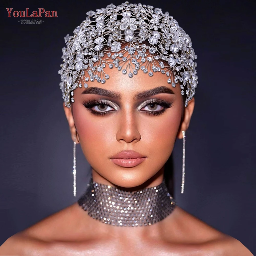 

YouLaPan HP240 Bridal Tiara Crystal Wedding Crown Hair Accessories Luxury Bride Headdress Alloy Flower Headband Pageant Headwear