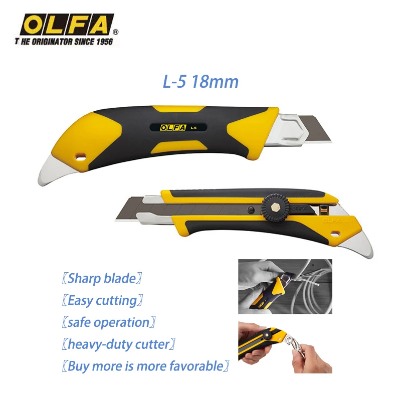

Japan OLFA L-5 X Series18mm art knife large multifunctional blade paper cutting tool and plastic board black linen facas knife for men faca tatico military ножи