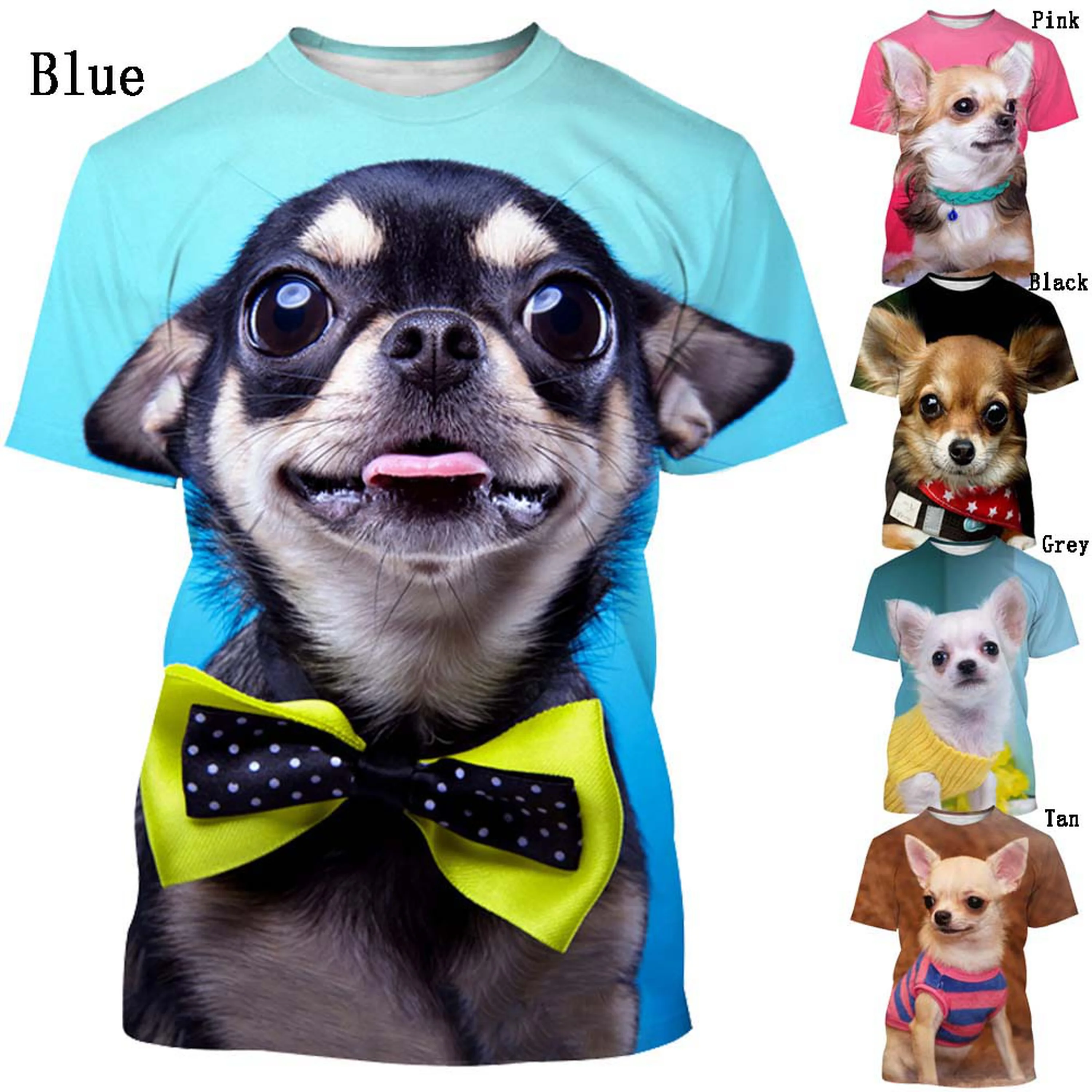 

New fashion animal dog Chihuahua 3d printing T-shirt men's and women's summer casual short-sleeved T-shirt