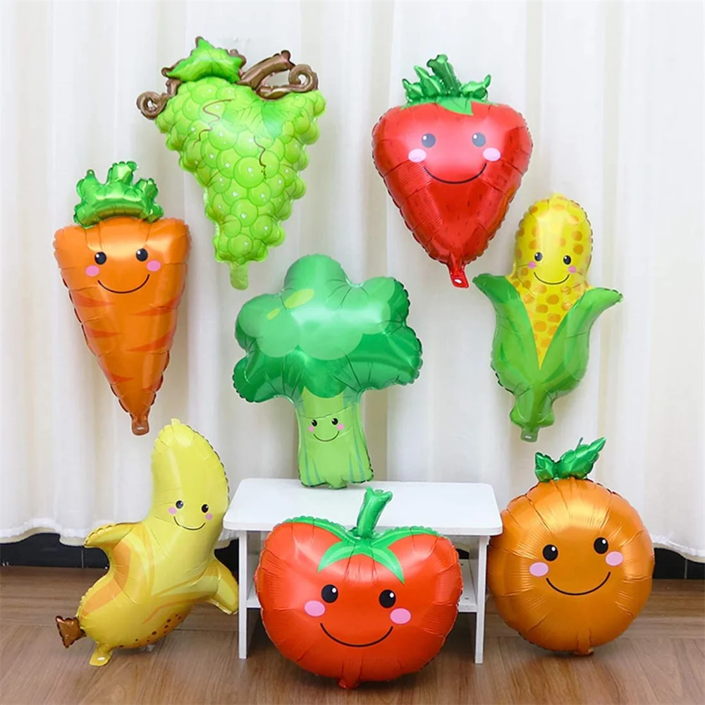 

Fruit Vegetable Helium Foil Balloons Orange Pineapple Strawberry Grape Corn Carrot Banana Balloon Birthday Party Decorations