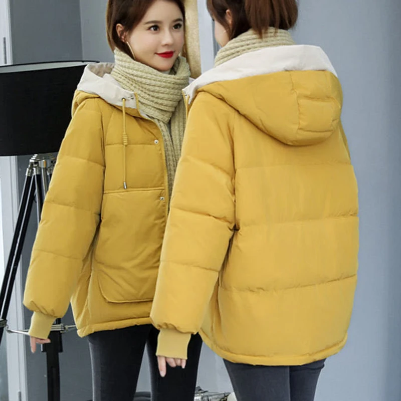 Cotton jacket Women's Korean  bread jacket Short cotton jacket Loose thickened cotton coat  winter coat women  Casual
