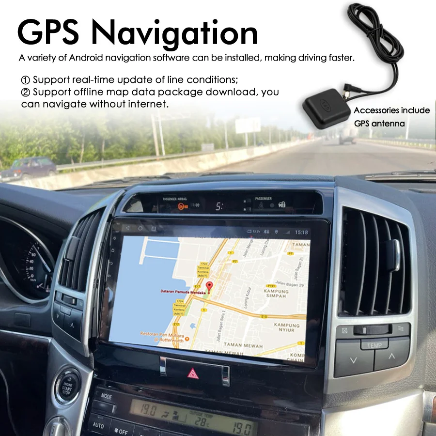 2 Din Android 12 сенсорный экран мультимедийный автомобильный видеоплеер для Toyota Land