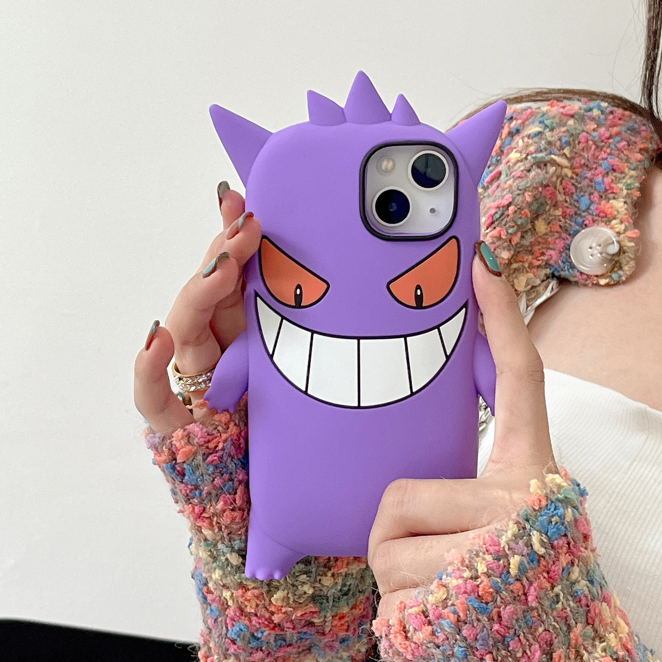 3D Cartoon ghost Case For iphone 14 13 mini X 8 7 6 plus 5S SE XS XR 11 12 Pro Max Cute  grimace  Cover