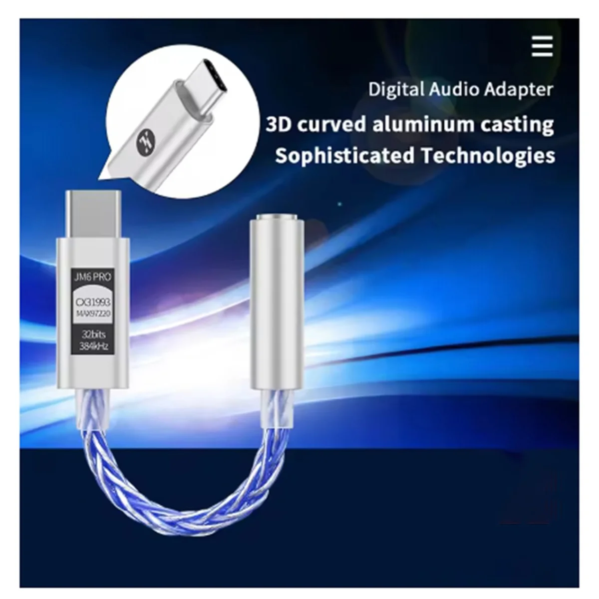 НОВЫЙ JCALLY JM6 Pro Type-C до 3,5 мм CX31993 Портативный цифровой аудиоусилитель с декодированием Hi-Fi ЦАП Мобильная гарнитура USB JM11 Синий (art.: 3920cd38c6182) - 3920cd38c6182