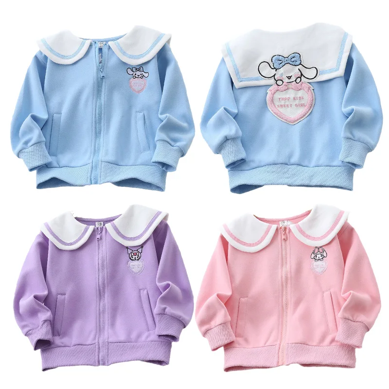 

Детское пальто Sanrio, одежда для весны и осени, кавайное аниме мимелоди куроми, коричная куртка с лацканами для девочек, детский топ, куртка