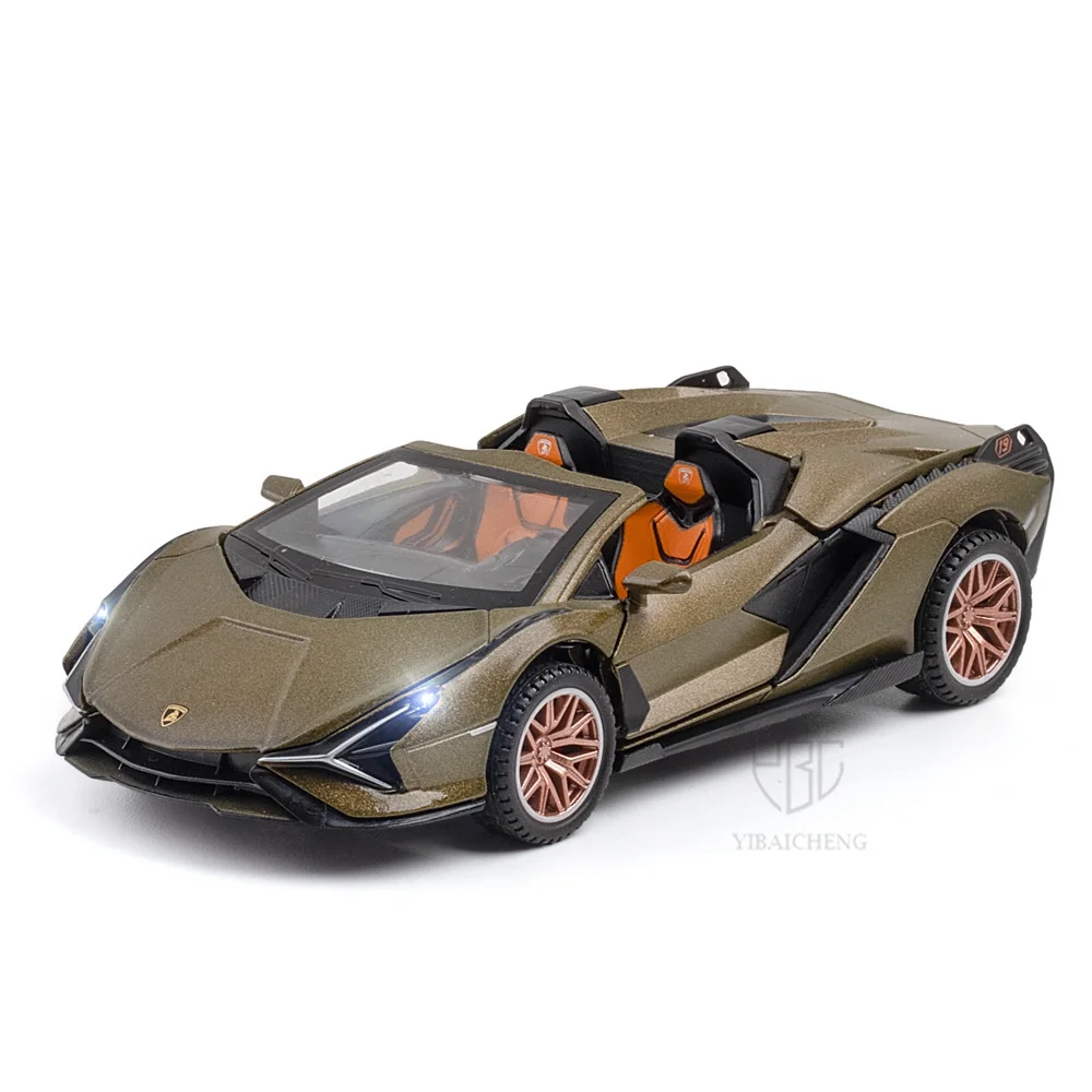

1/32 Lambor SIAN Roadster Alloy Diecast Car Model Toy Super Sports Car 3 Doors Opend Pull Back Sound Vehicle Toys For Children