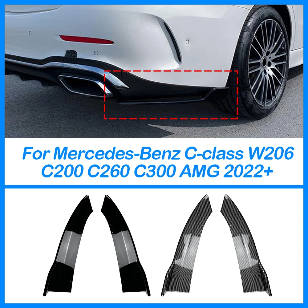 

For Mercedes-Benz C-class W206 C200C260 C300 AMG 2022+ Black ABS Rear Corner Car Sticker Exterior Modification Replacement Parts
