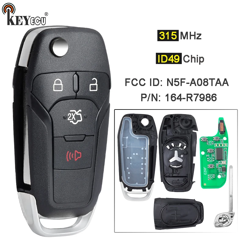 

KEYECU 315MHz ID49 Chip N5F-A08TAA P/N: 164-R7986 Keyless Remote Key Fob for Ford Fusion 2013 2014 2015