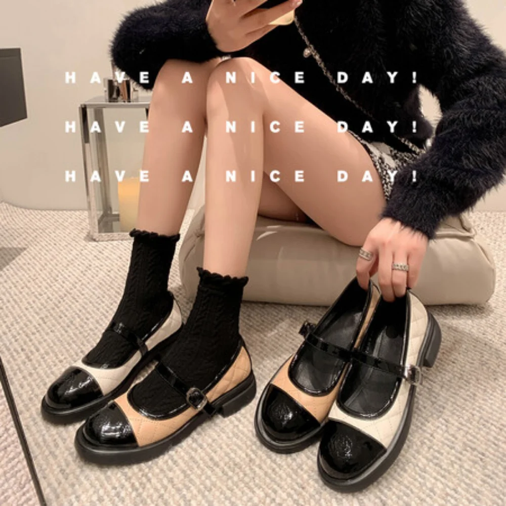 2024 новые женские туфли Мэри Джейн из коровьей кожи на плоской подошве модные в