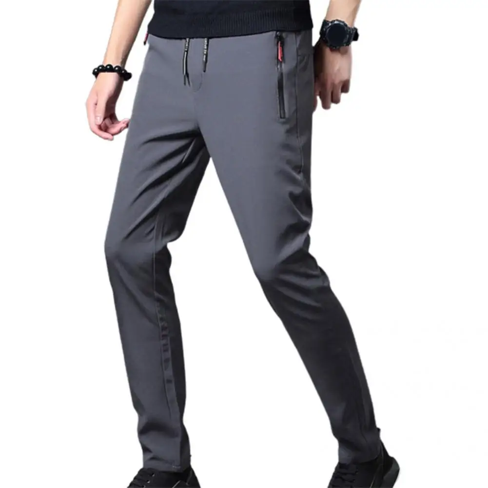 

Terrific Men Pants Smooth Mid Waist Elastic waist Pockets Men Pants