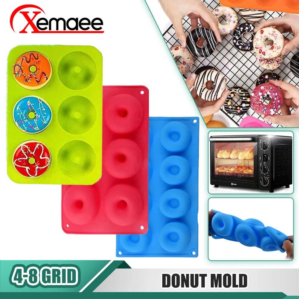 

Silicone Donut Mold 4-8 Hole Baking Pan Non-Stick Baking Pastry Chocolate Cake Dessert Bagel Muffin Donut DIY Decorative Mold
