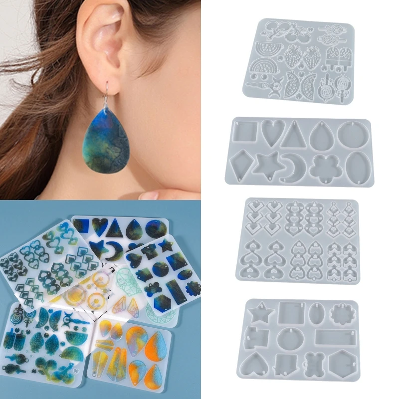 

Irregular Earring Charms Epoxy Resin Molds Silicone Mold Luggage Bag Tag Casting Molds with Hole for DIY Crafts Making
