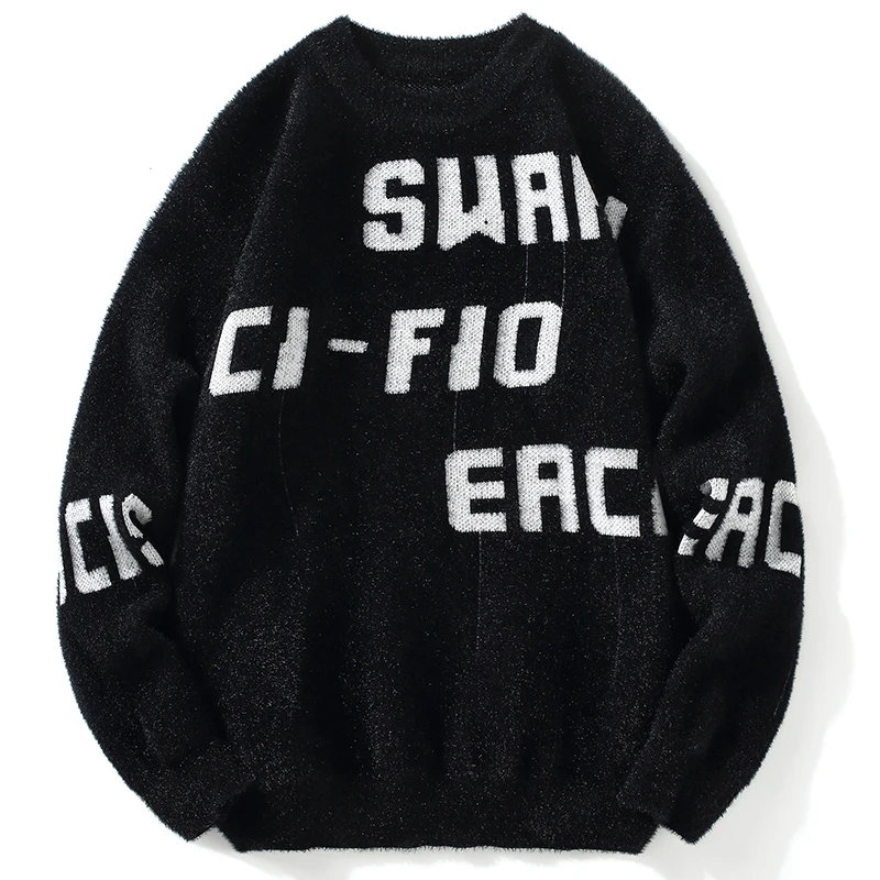 Y2K Clothes Women Hip Pop Knitted Women‘s Sweater Male Letter Printed Streetwear Spring Winter Oversized Casual Pullover Sweater