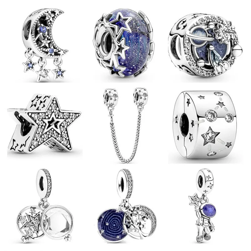 

New European Charm Beads Galaxy Travel, Stars, Moon, Astronaut Fit Pandora bracelet DIY women jewelry