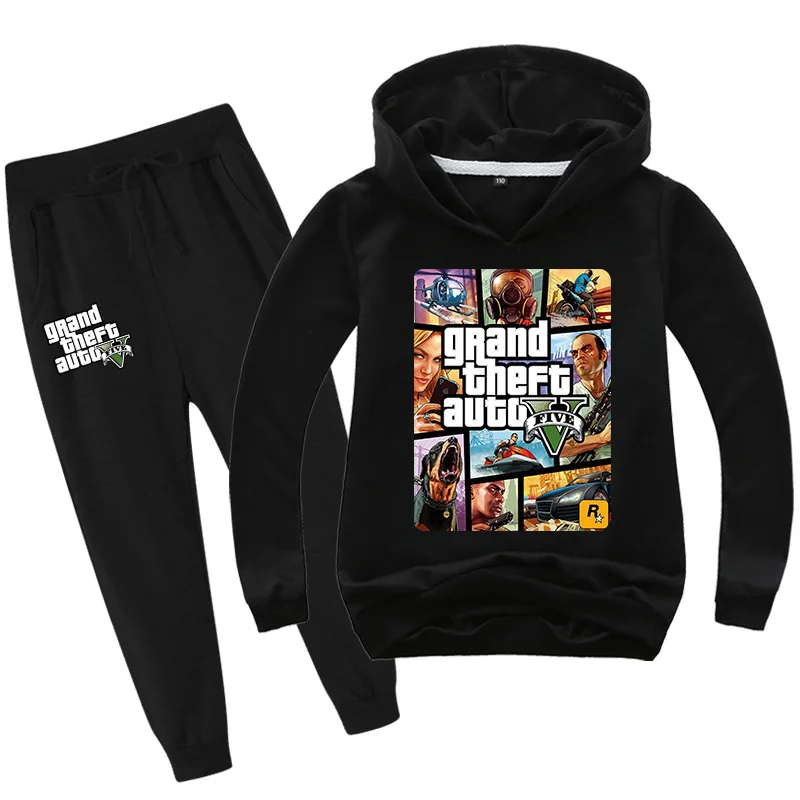 

2-16 Years Grand Theft Auto Game Gta V 5 Hoodie Pants Clothing Set Kids Wear Casual Sportswear Boys Sportswear Toddler Girls Set