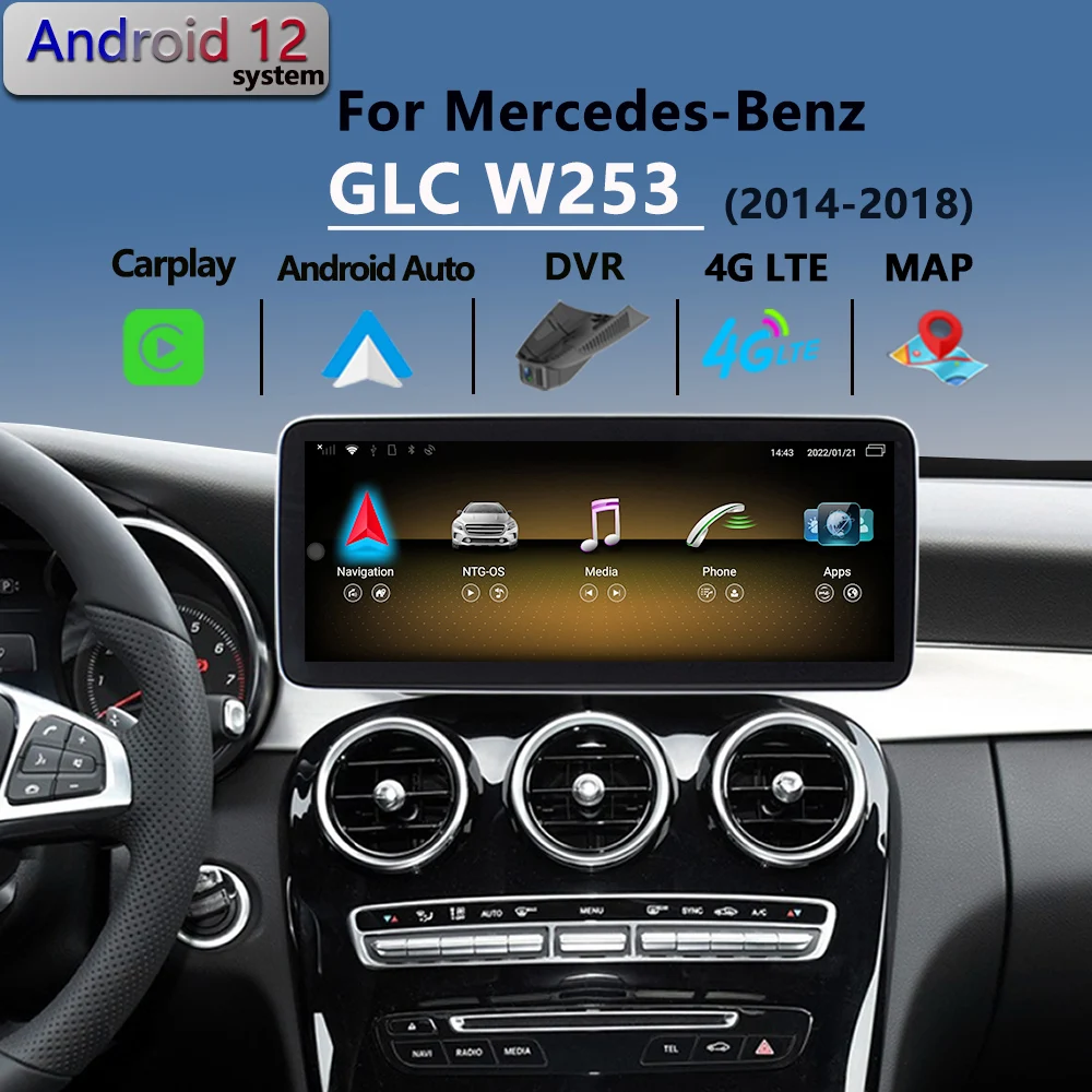 

For Mercedes Benz Class GLC W253 Android 12 Carplay Apple GPS Navigation 8Core 2015 2019 Car Radio DVD Multimedia Player System